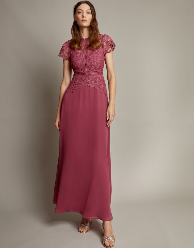 Monica Lace Bridesmaid Dress, DARK PINK, large