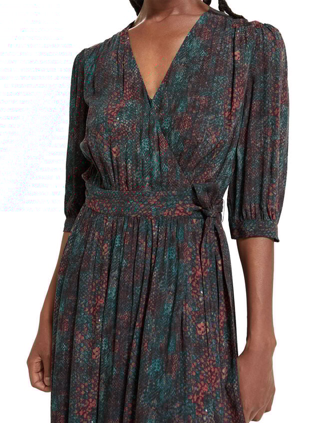 Scotch and Soda Snake Midi Dress, Blue (NAVY), large