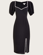 Zenia Trim Shift Dress, Black (BLACK), large