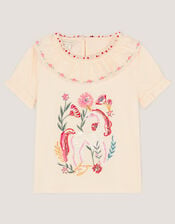 Sequin Unicorn Collar Top, Ivory (IVORY), large