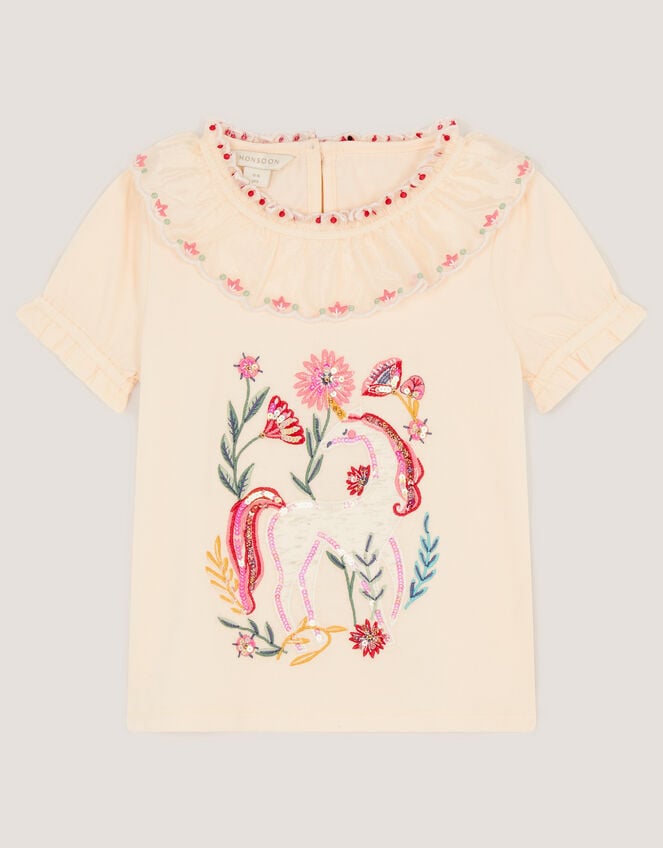 Sequin Unicorn Collar Top, Ivory (IVORY), large