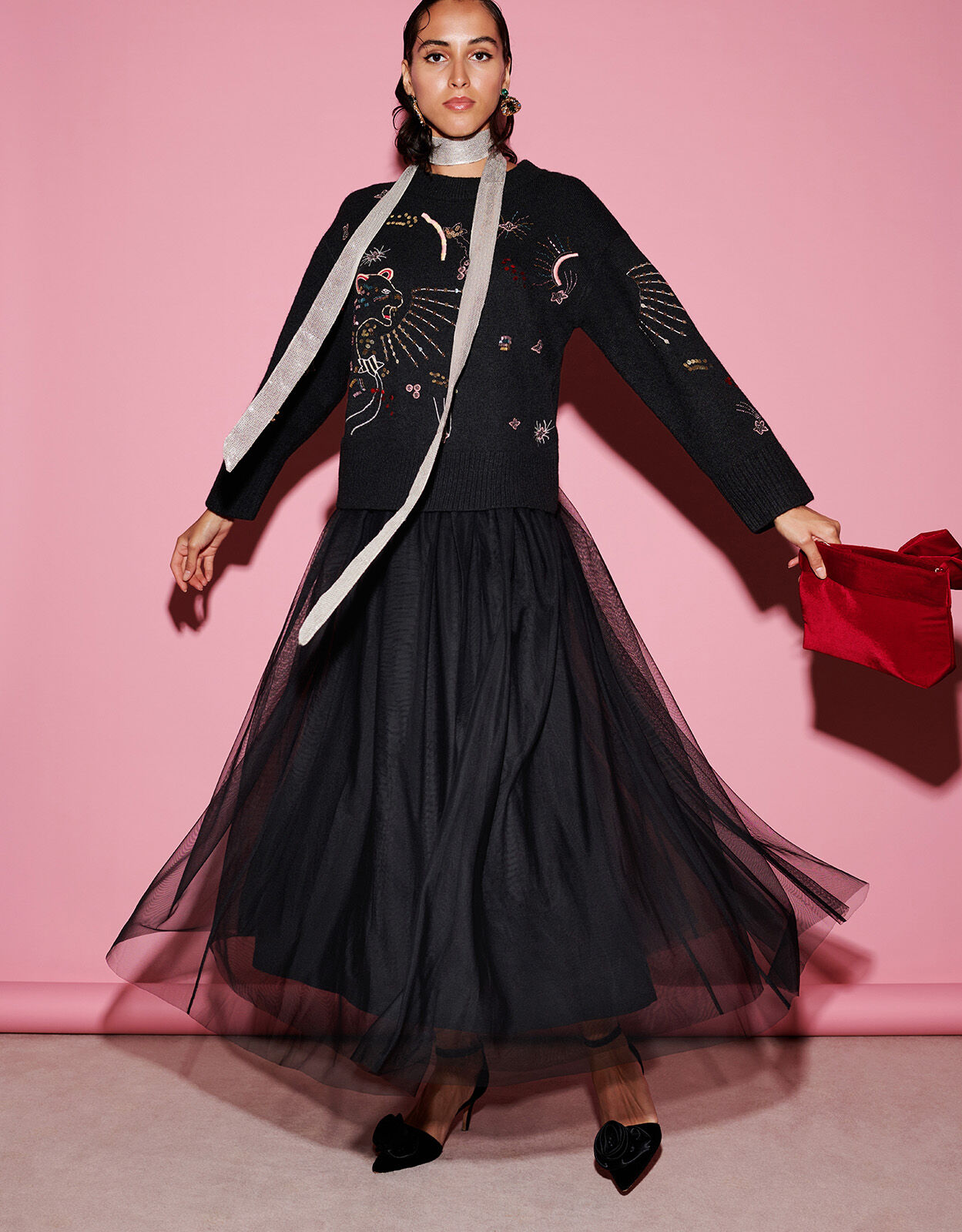 Tala Tulle Maxi Skirt Black