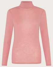 Wool Polo Neck Top, Pink (PINK), large
