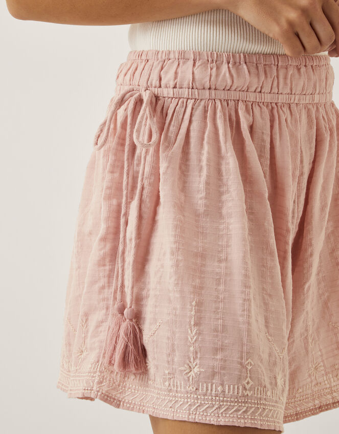 Eliza Embroidered Cotton Shorts, Pink (PINK), large