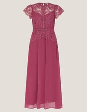 Monica Lace Midi Bridesmaid Dress, DARK PINK, large