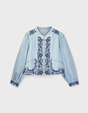 East Estelle Floral Embroidered Jacket, Blue (BLUE), large
