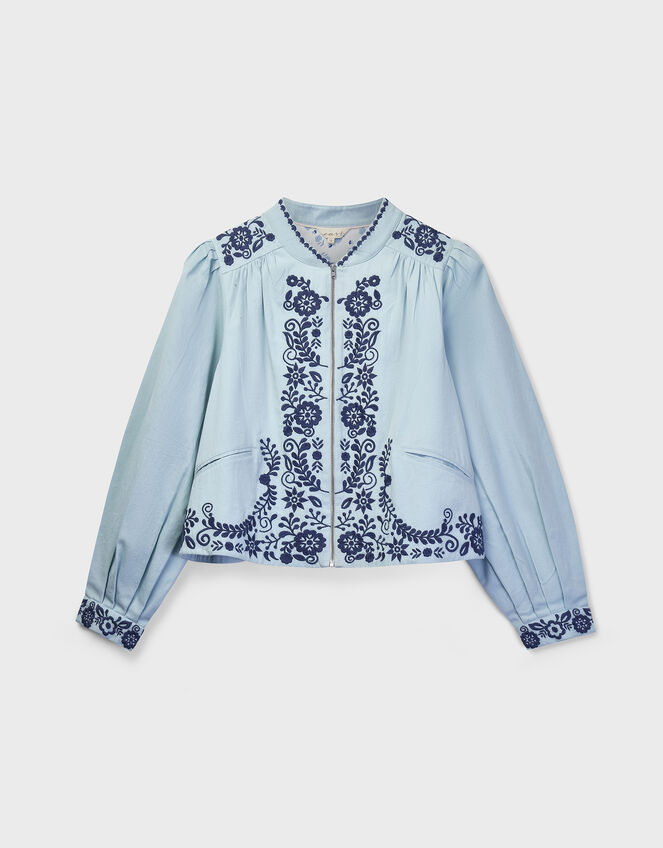 East Estelle Floral Embroidered Jacket, Blue (BLUE), large