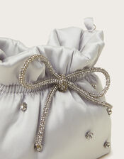 Bejewelled Satin Pouch Bag, , large