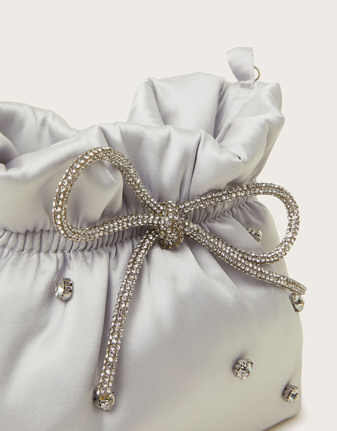 Bejewelled Satin Pouch Bag, , large
