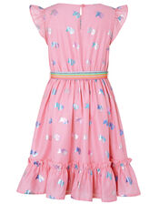 Foil Unicorn Dress with Rainbow Belt, Pink (PINK), large