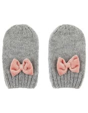 Baby Ellie Bow Knit Mittens, Grey (GREY), large