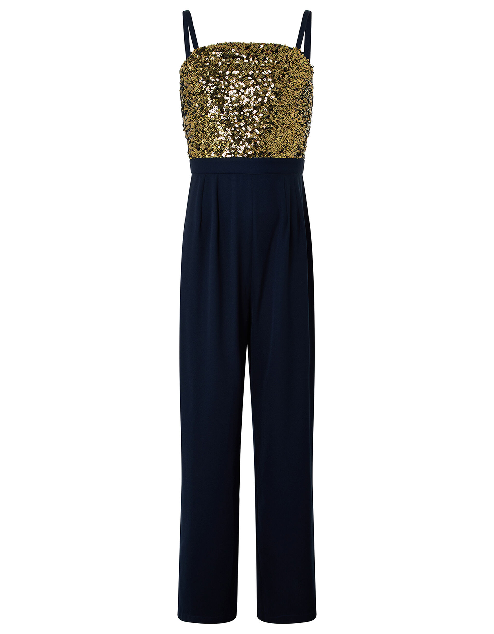 Betsy Sequin Wide-Leg Jumpsuit, Blue (NAVY), large