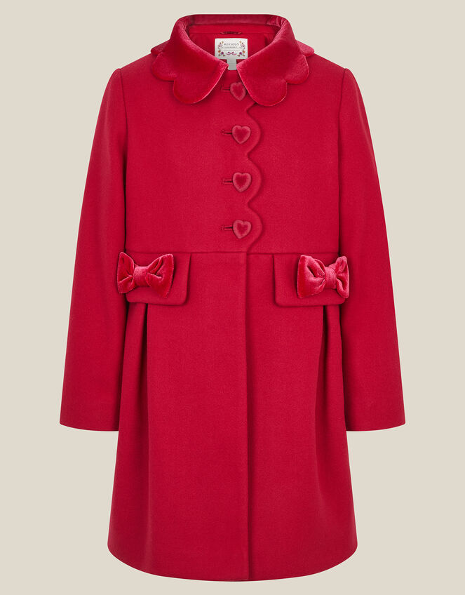 Scallop Collar Coat, Red (BURGUNDY), large