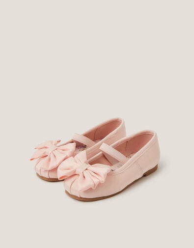 Baby Bow Satin Walker Shoes, Pink (PINK), large