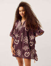 Mafalda Print Ruffle Mini Kaftan, , large