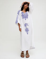 Raffya Aurelia Embroidered Kaftan, White (WHITE), large