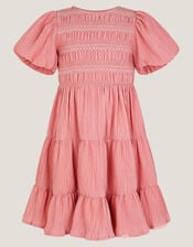 Smocked Puff Sleeve Dress, Pink (PINK), large