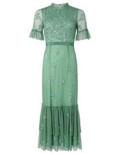Lili Embellished Midaxi Dress, Green (GREEN), large