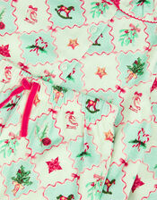 Christmas Patch Print Long Pyjamas Set, Green (GREEN), large