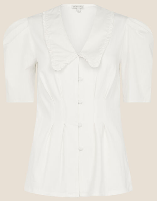 Frill Collar Shirt, Ivory (IVORY), large
