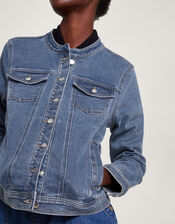 Cassey Collarless Denim Jacket, Blue (DENIM BLUE), large