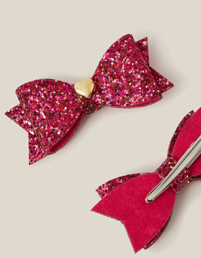 2-Pack Glitter Bow Hair Clips, , large