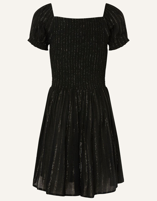 Sparkle Puff Sleeve Dress , Black (BLACK), large