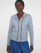 Tate Gemstone Trim Cardigan, Blue (PALE BLUE), large