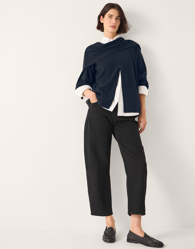 Simmi Asymmetrical Scarf Cardigan Blue