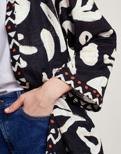 Rosa Print Linen Cover Up, Black (BLACK), large