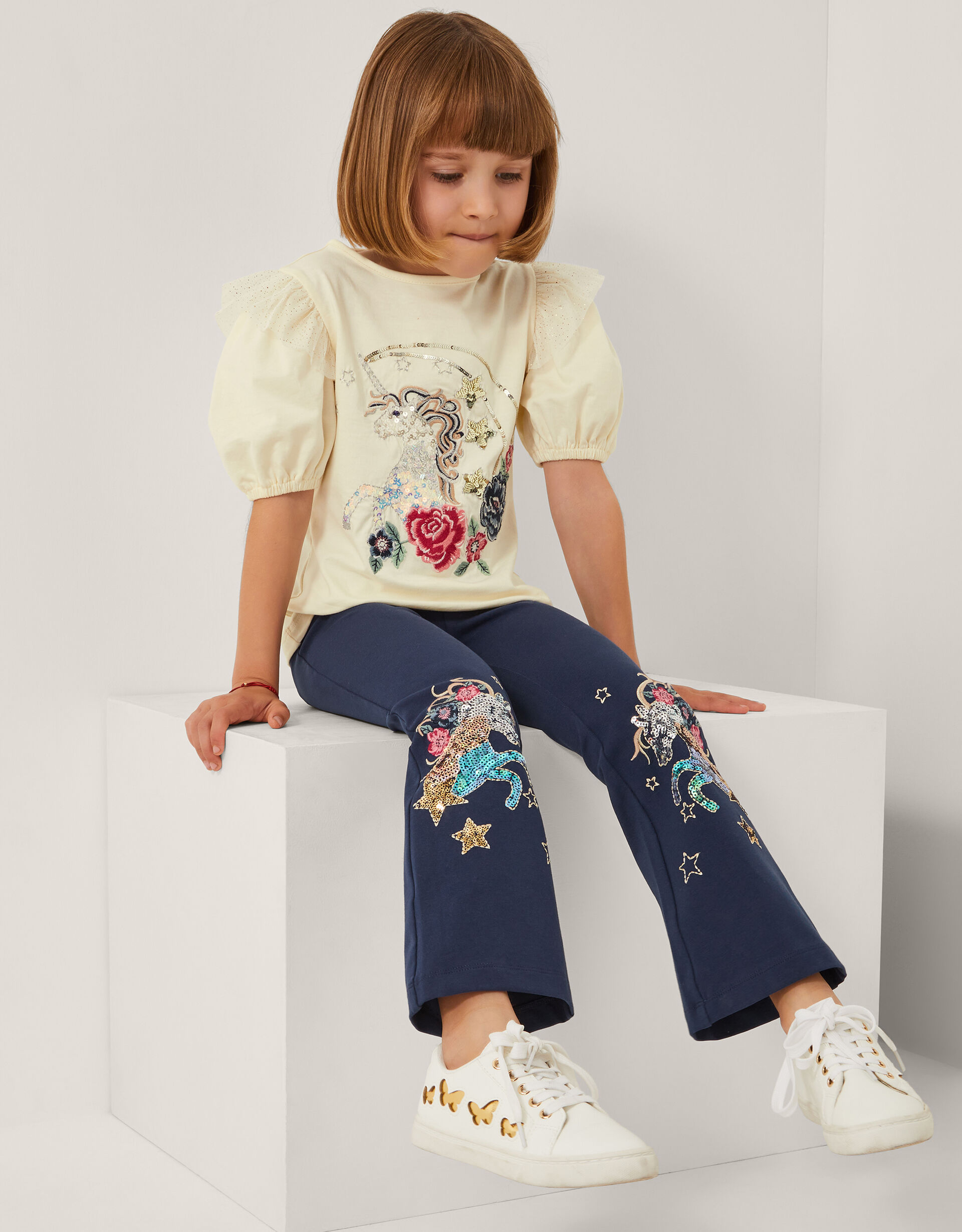 Unicorn Embellished T-Shirt Ivory