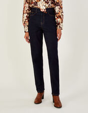 High Rise Straight Denim Jeans with Sustainable Cotton, Blue (INDIGO), large