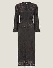 Deyla Sparkle Devor&eacute; Jersey Midi Dress, Black (BLACK), large