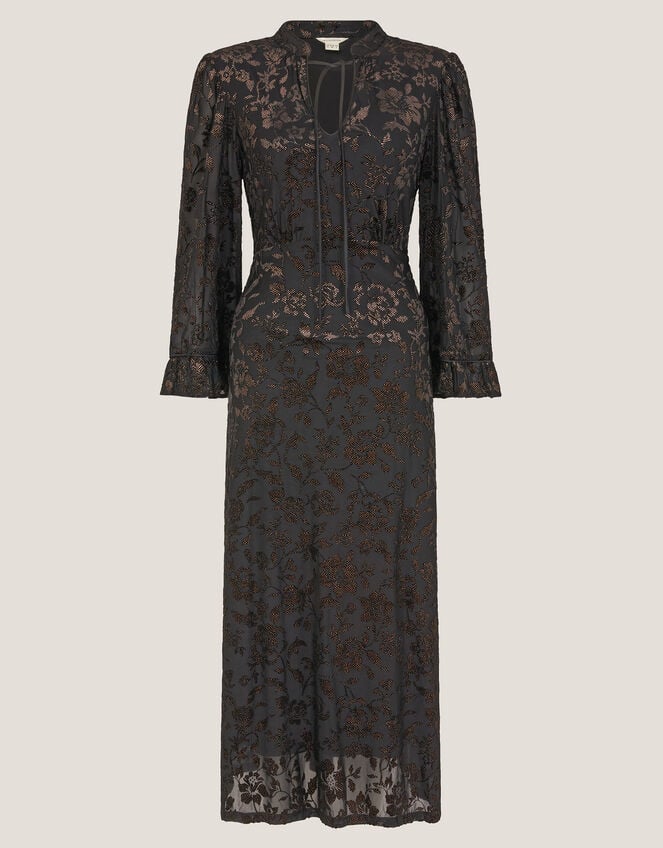 Deyla Sparkle Devor&eacute; Jersey Midi Dress, Black (BLACK), large