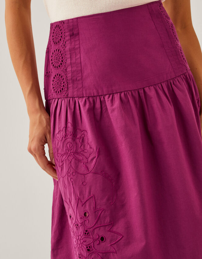 Saoirse Broderie Midi Skirt, Red (BURGUNDY), large