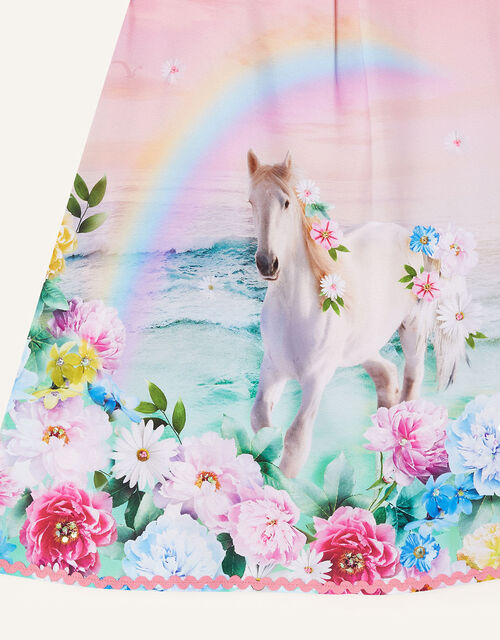 Rainbow Horse Frill Sleeve Dress, Pink (PINK), large
