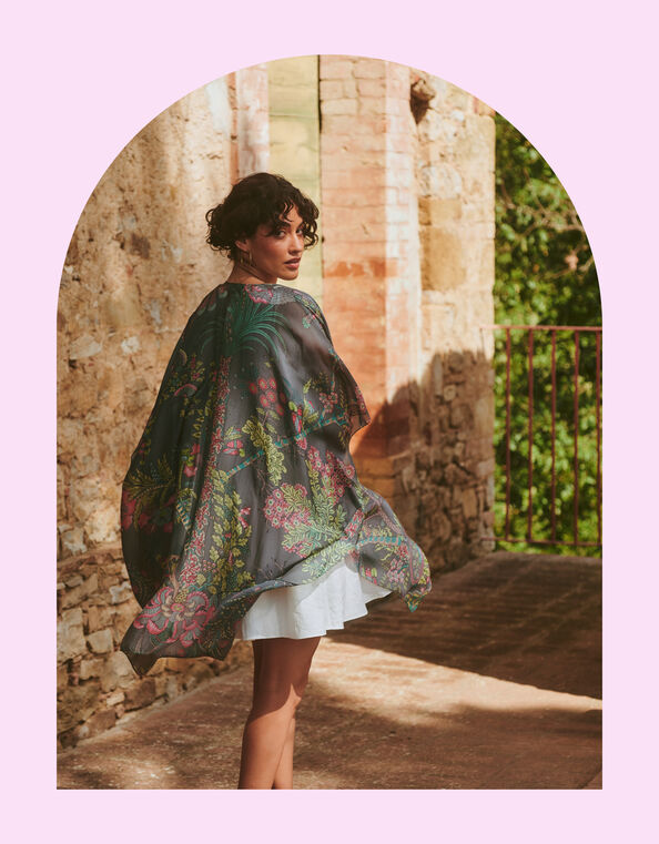 One Hundred Stars Boho Garden Print Kimono, , large