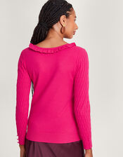 Ruffle Scoop Neck Jumper, Pink (PINK), large