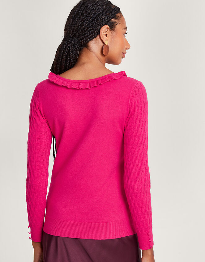 Ruffle Scoop Neck Jumper, Pink (PINK), large
