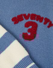 Embroidered Stripe Knit Jumper, Blue (BLUE), large