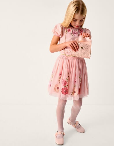 Floral Embroidered Top & Skirt Set , Pink (PINK), large