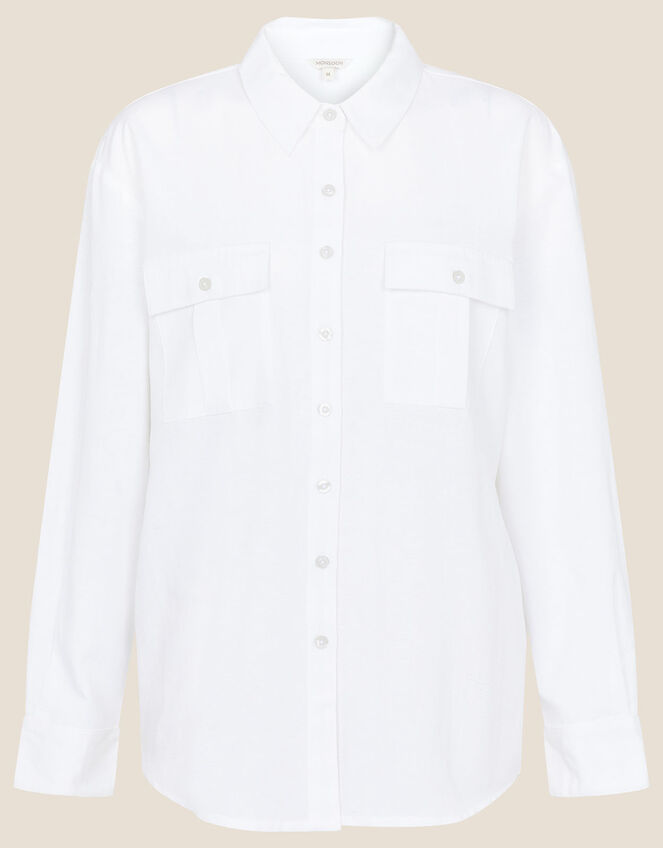 Pocket Shirt in Linen Blend, Ivory (IVORY), large