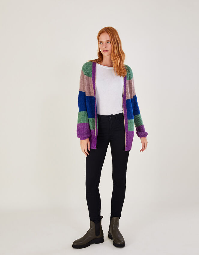 Super-Soft Edge to Edge Stripe Cardigan, Multi (MULTI), large