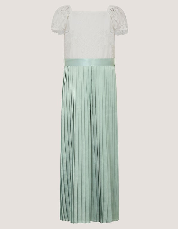Lace Pleated Jumpsuit, Green (SAGE), large