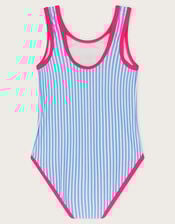 Unicorn Stripe Print Swimsuit, Blue (BLUE), large