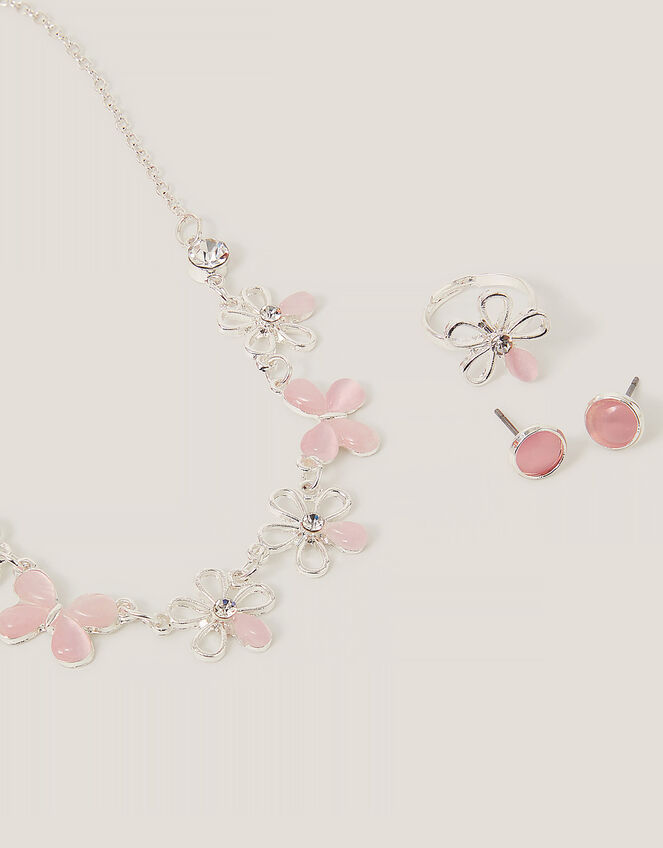 Floral Butterfly Jewellery Set, Pink (PINK), large