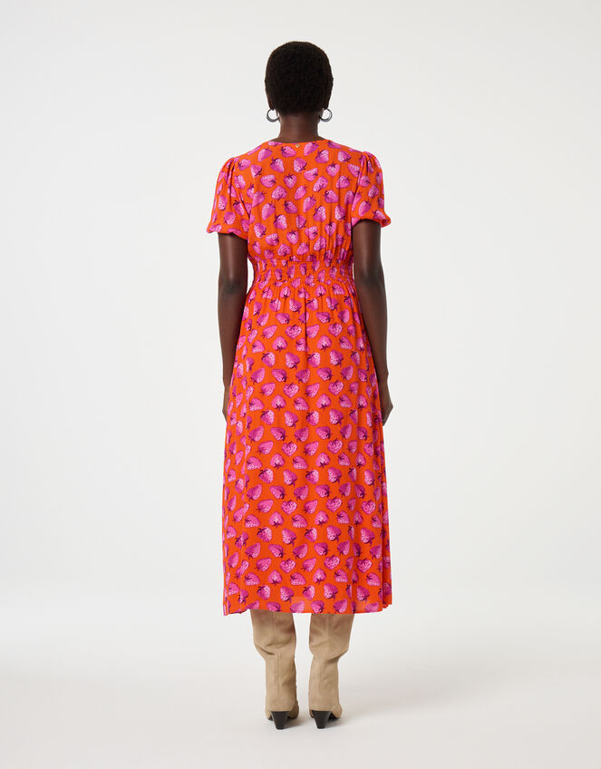 Fabienne Chapot Bonna Strawberry Print Midi Dress, Orange (ORANGE), large