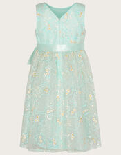 Daisy Sequin Embroidered Dress, Green (MINT), large