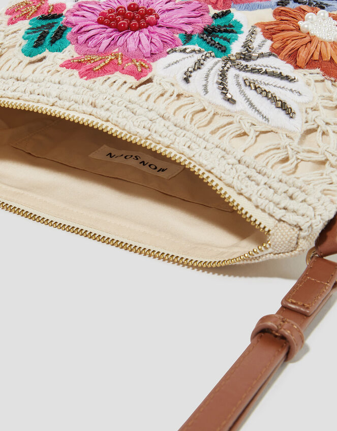Zoe Embroidered Crochet Crossbody Bag, , large