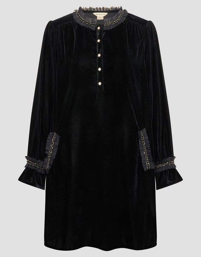 Beatrix Velvet Mini Dress, Black (BLACK), large